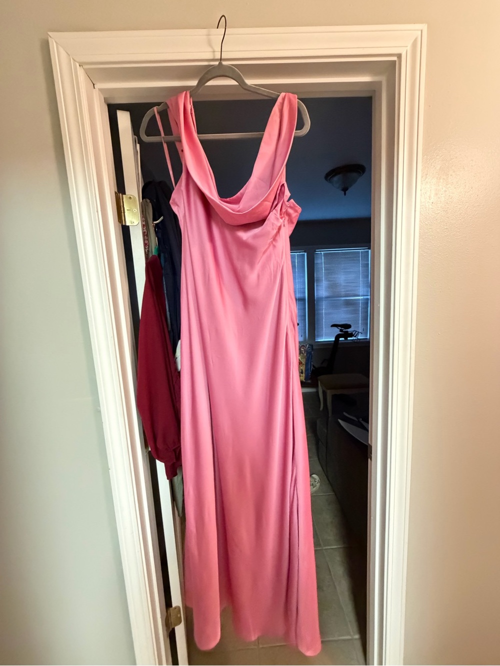Gianni Bini Pink Draped Cowl Neck Gown